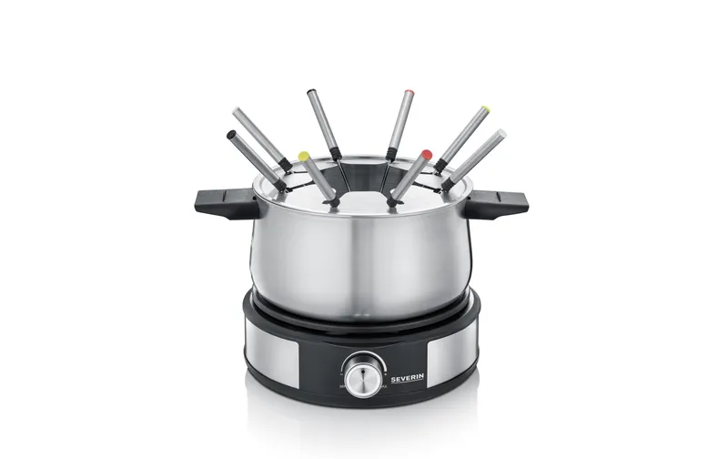 Severin Fondue-Set All-in-One 11 Teile, Schwarz/Silber