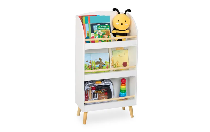 relaxdays Bücherétagère pour enfants blanc; Hellbraun