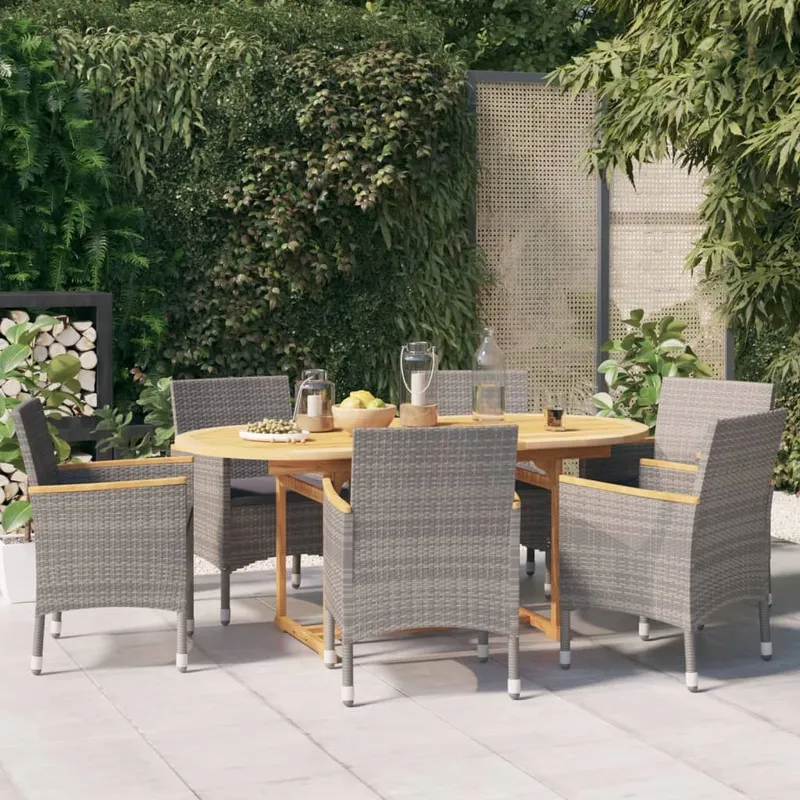 7-tlg. Garten-Essgruppe mit Kissen grigio