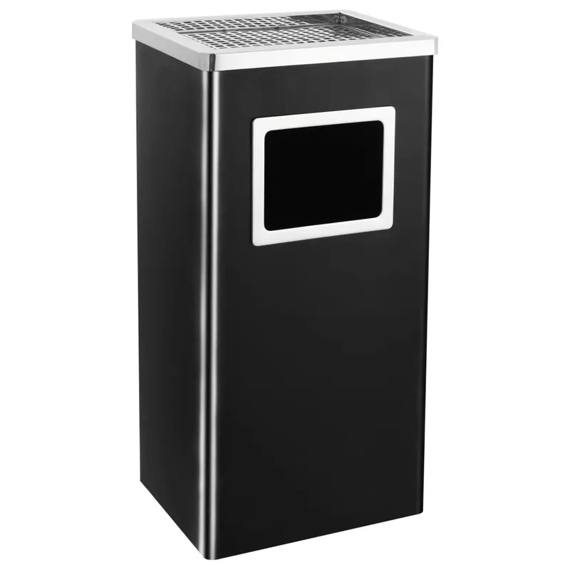 Poubelle à cendrier 45 L Acier Noir