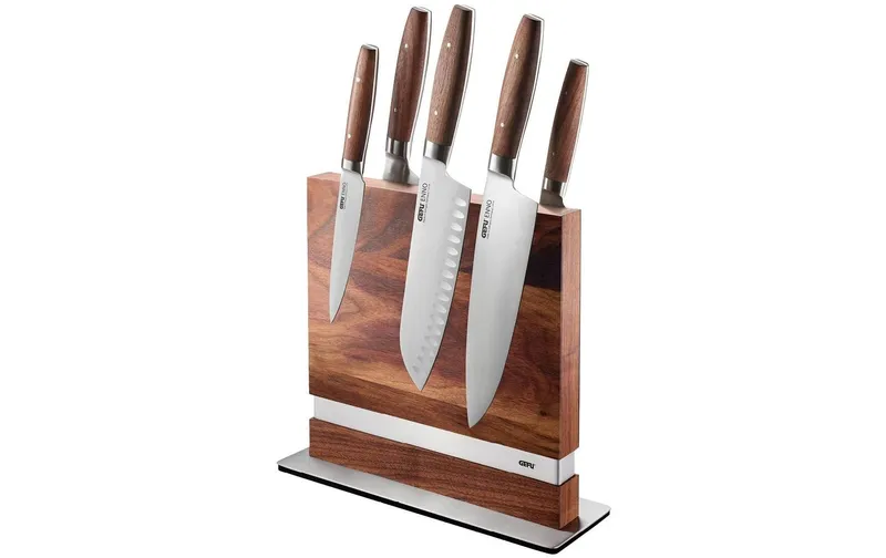 GEFU Messerblock Enno Silber/Braun, 22 x 9 cm