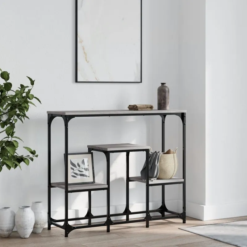 tavolo consolle grigio Sonoma 89,5x28x76 cm derivato del legno