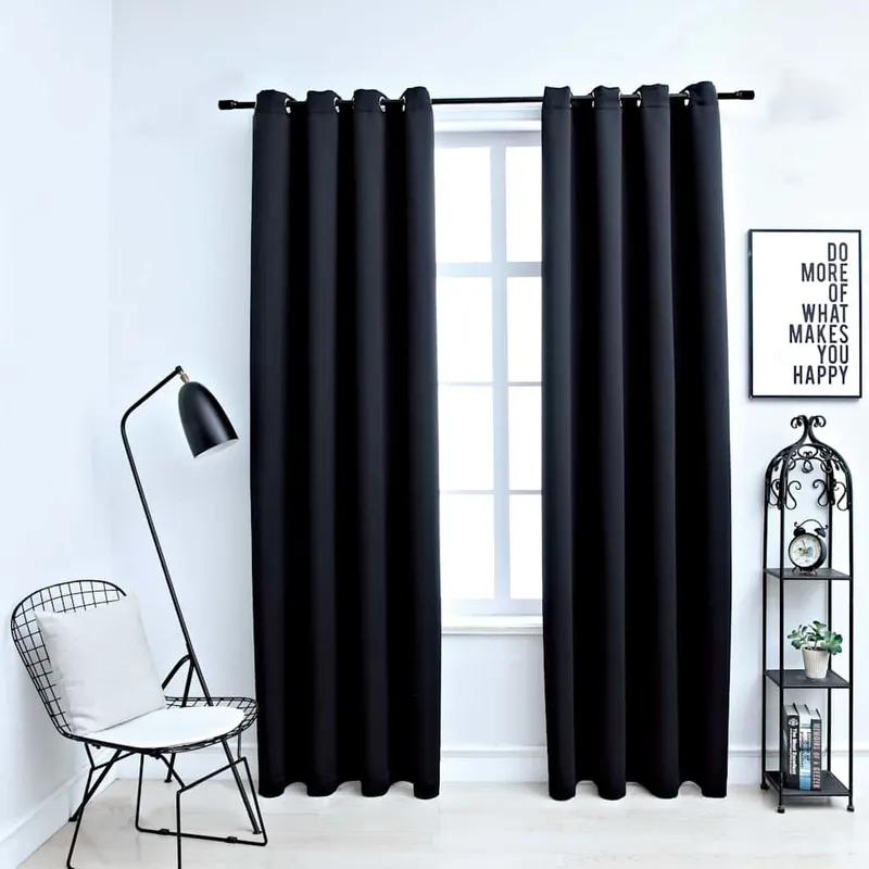 Verdunkelungsvorhänge mit Ringen 2 Stk. nero 137x213 cm tessuto