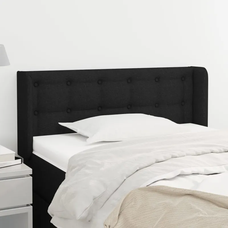 Kopfteil mit Ohren nero 103x16x78/88 cm tessuto