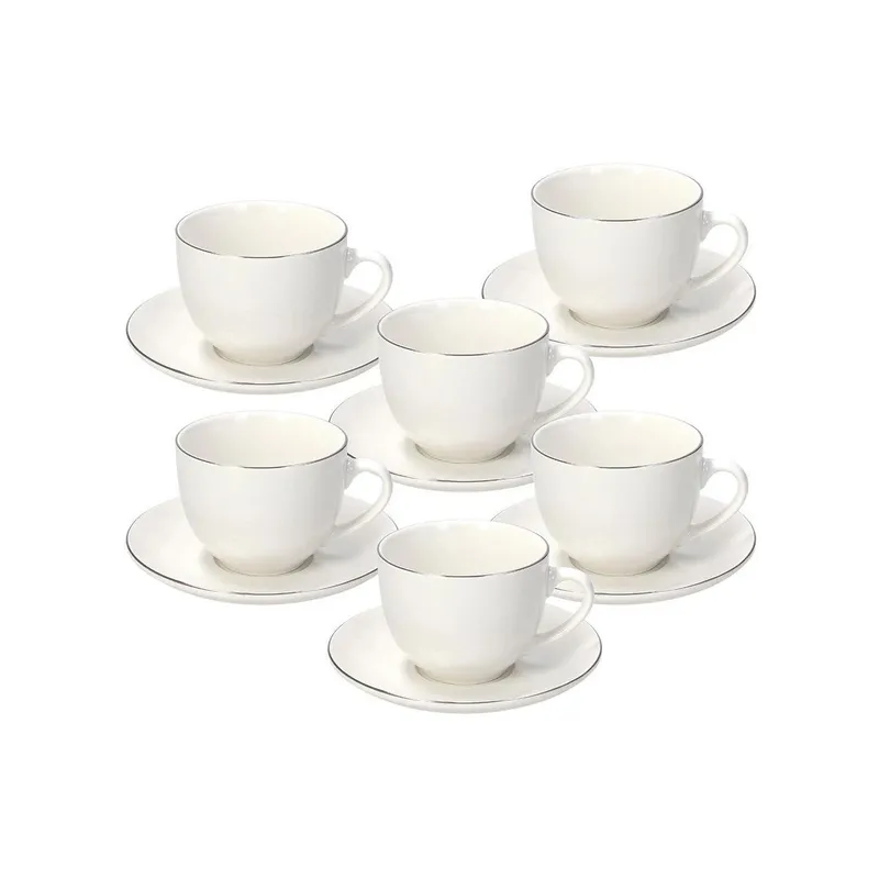 Tasse à café Tognana Fascetta Platino 260 ml, 6 pièces, Blanc/Argent