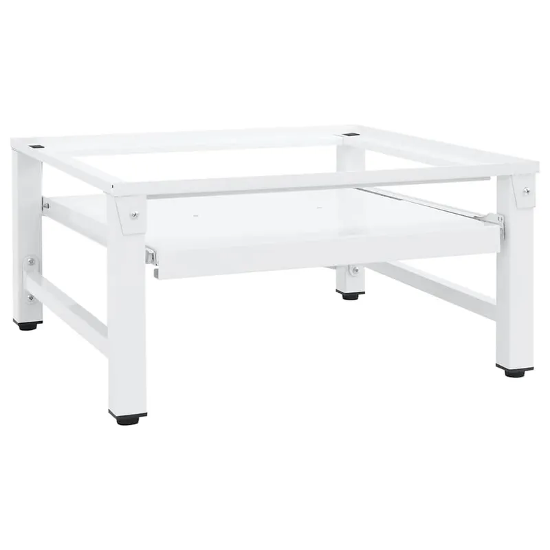 Socle pour machine à laver avec étagère coulissante Blanc