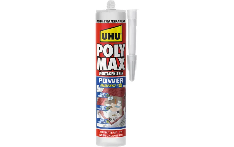 UHU Montagekleber POLY MAX POWER trasparente 300 ml, trasparente