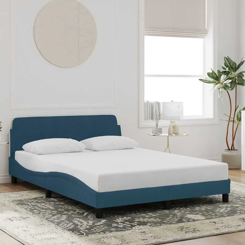 Bettgestell mit Kopfteil "Dover" blu 120x200 cm Samt