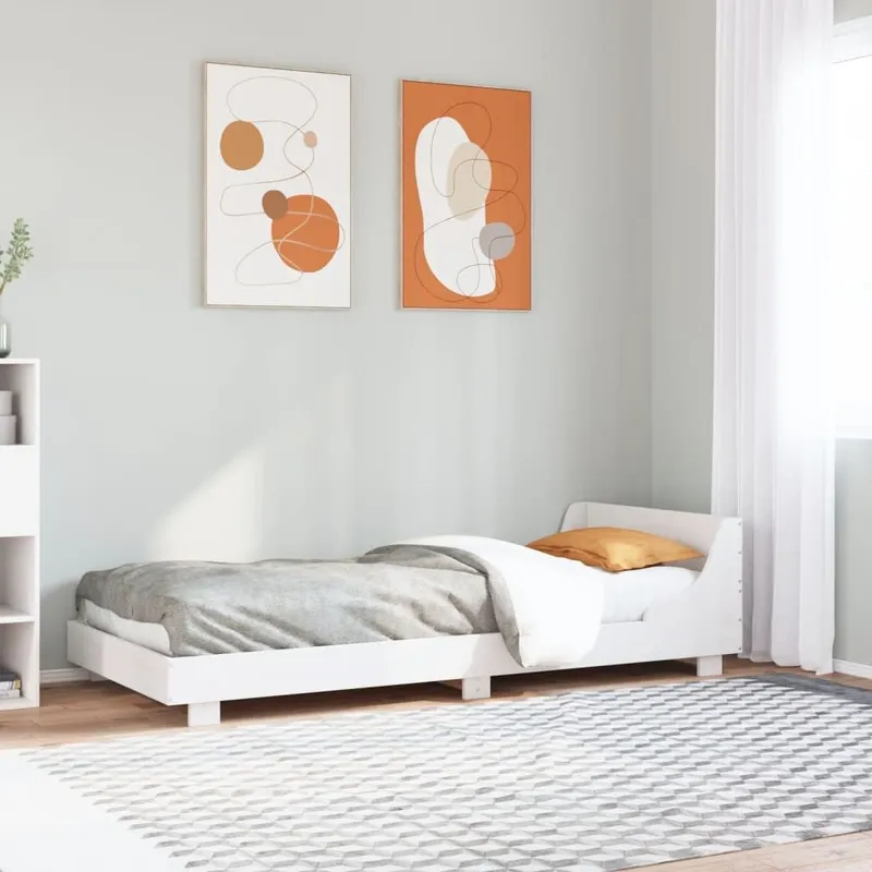 letto in legno massiccio senza materasso bianco 75x190 cm legno di pino