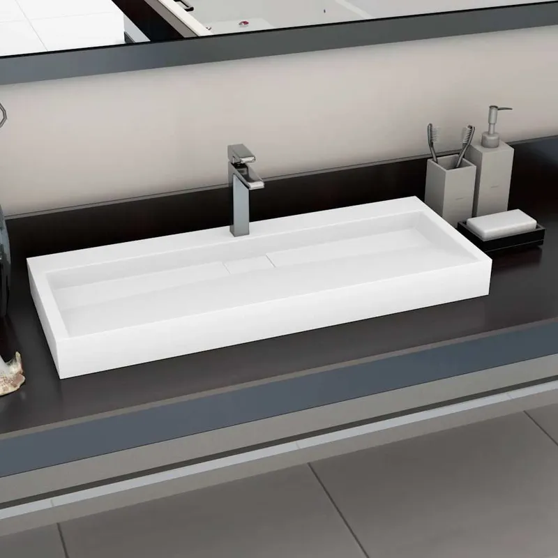 Waschbecken 120 x 46 x 11 cm Mineralguss/Marmorguss bianco