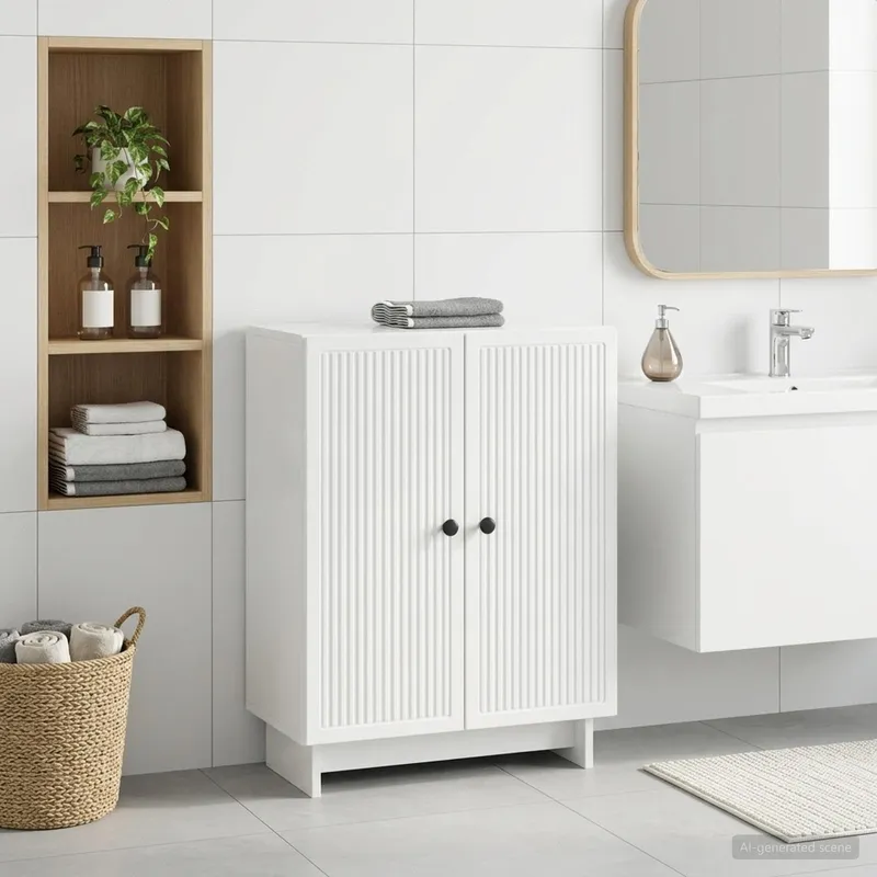 Badezimmer Aufbewahrungsschrank EDE Hochglanz bianco