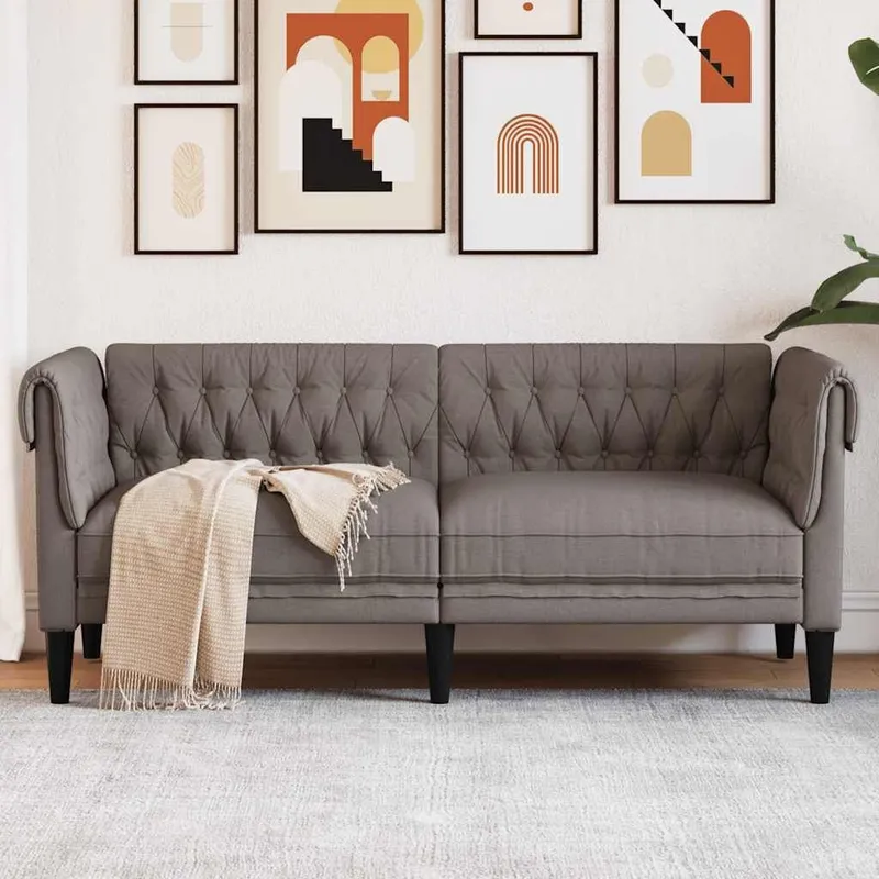 Chesterfield-Sofa 2-Sitzer Taupe tessuto