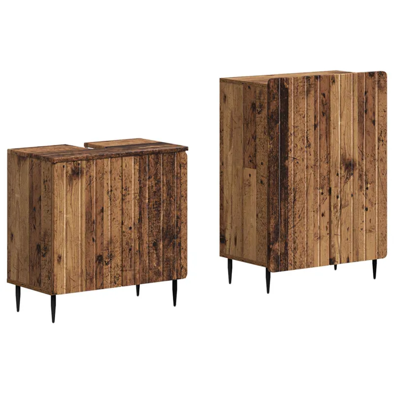 Ensemble de 2 meubles de salle de bain ZWOLLE Bois ancien