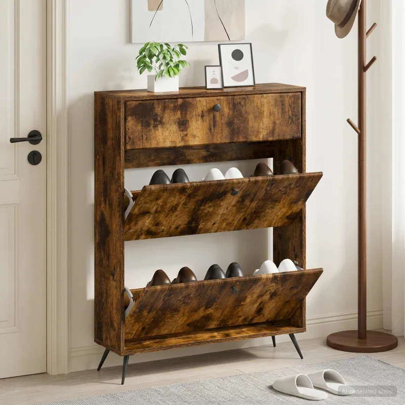 Schuhschrank BREDA 78 x 24 x 103 cm Holzwerkstoff Raucheiche