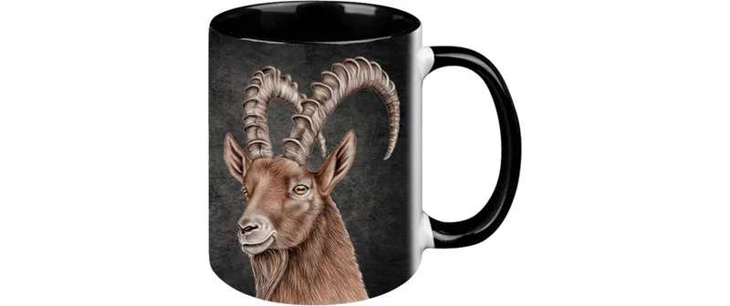 creanorm Tasse Steinbock Black Edition 330 ml, 1 pièces, noir