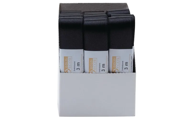 GOLDINA Satinband 25 mm x 3 m, Schwarz, 1 Stück