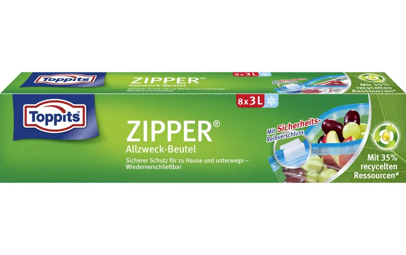 Toppits Frischhaltebeutel Zipper 24 cm x 27 cm, 8 pieces