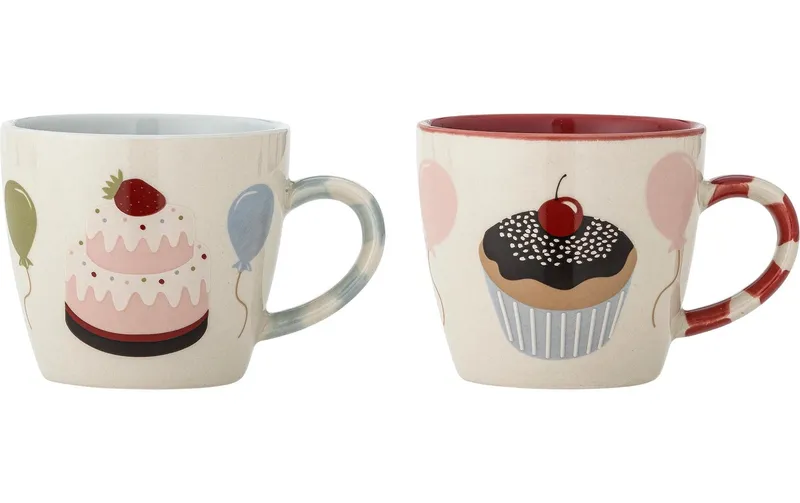 Bloomingville Kindertasse Darby 2er Set, Rot, Steingut