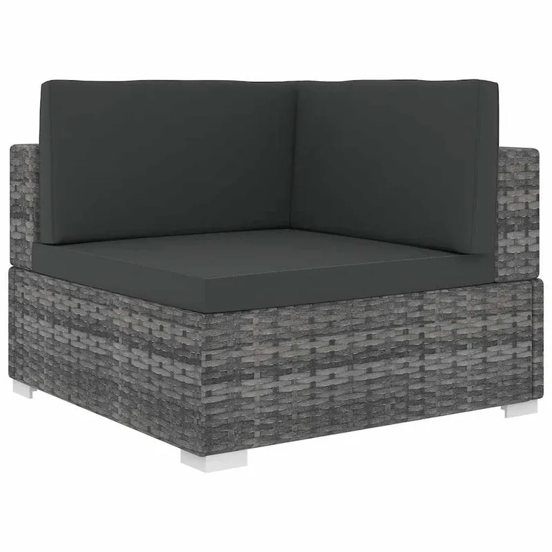 Sofa-Eckteil mit Kissen Poly Rattan grigio