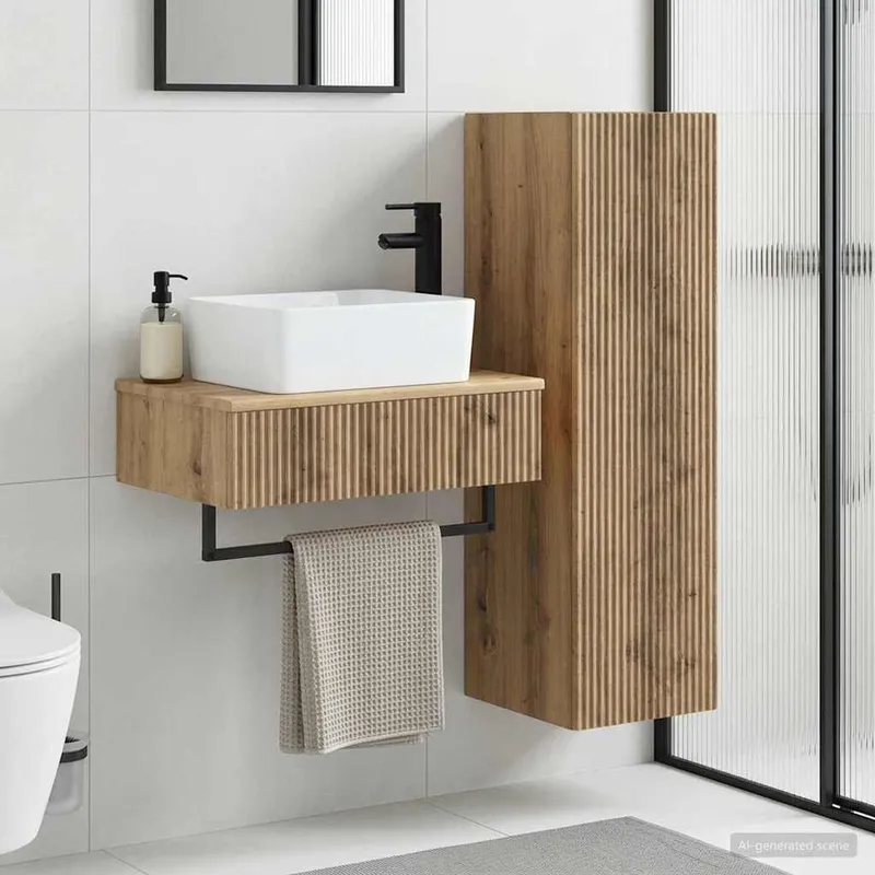 Badezimmermöbel-Set 2 Stk. Artisan-Eiche 33 x 34,5 x 100 cm