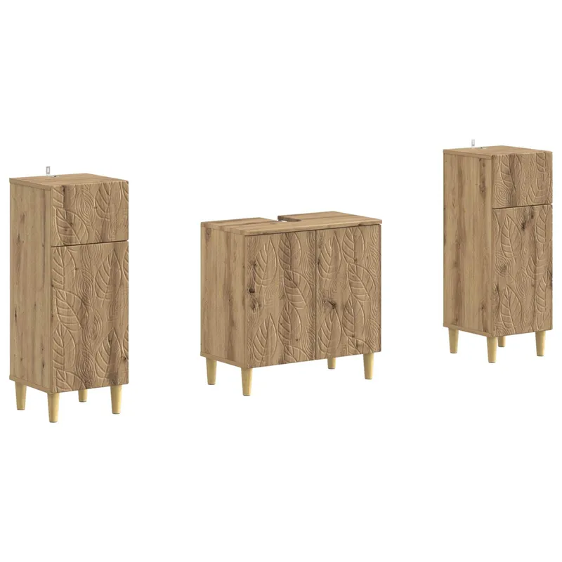 2-teiliges Badezimmer Schrank Set DELFT Artisan-Eiche