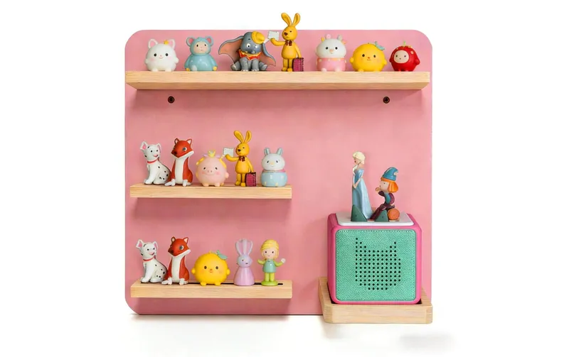 relaxdays Hörfigurenregal MDF / Holz, Rosa / Hellbraun
