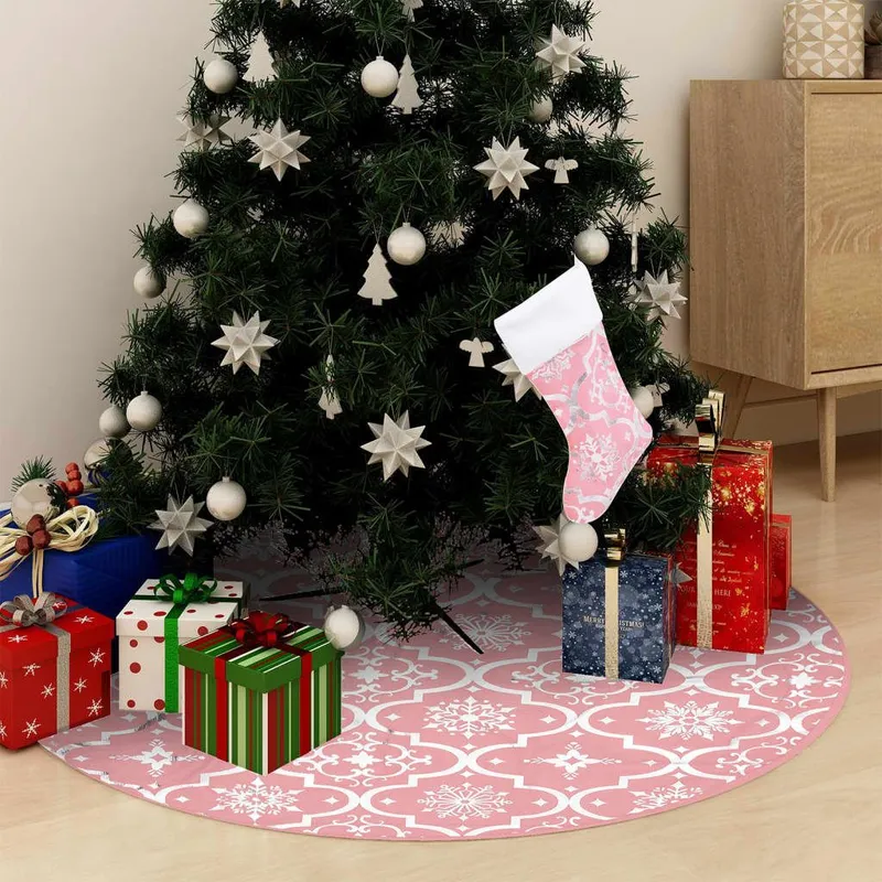 Luxus-Weihnachtsbaumdecke mit Socke Rosa 122 cm tessuto