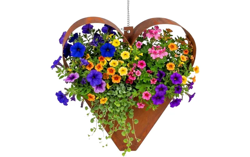 relaxdays Blumentopf Herz, Rostbraun