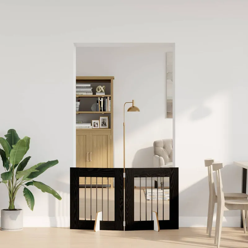 Klappbares Hundetor mit Ständern 2 stk. nero Eichen-Optik
