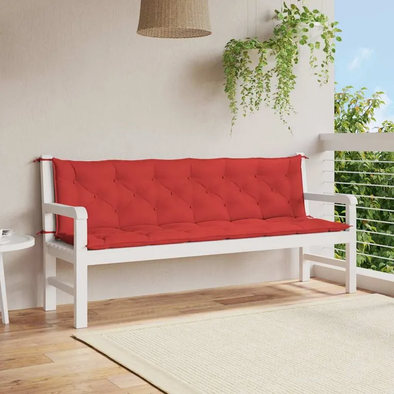 Coussin de banc de jardin rouge 200x(50+50)x7 cm tissu oxford
