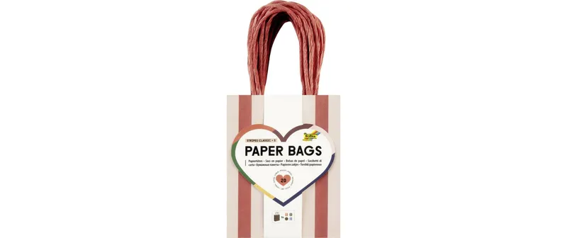 Folia Paper Bags S 20 pièces, 12 x 5,5 x 15 cm, 4 Motive sortiert