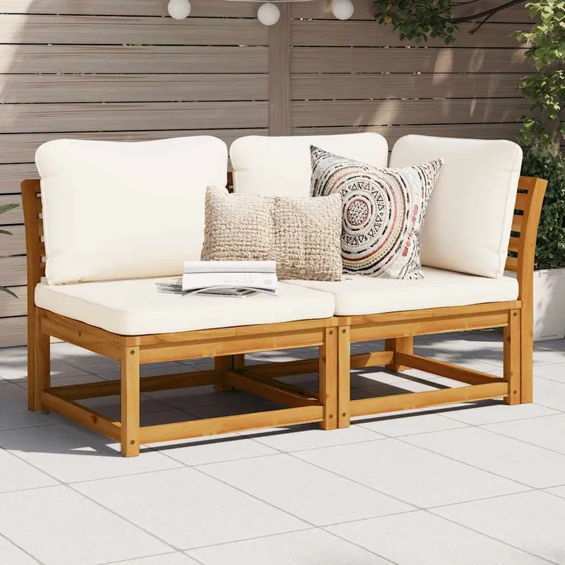 2-tlg. Garten-Lounge-Set mit Kissen legno massiccio acacia