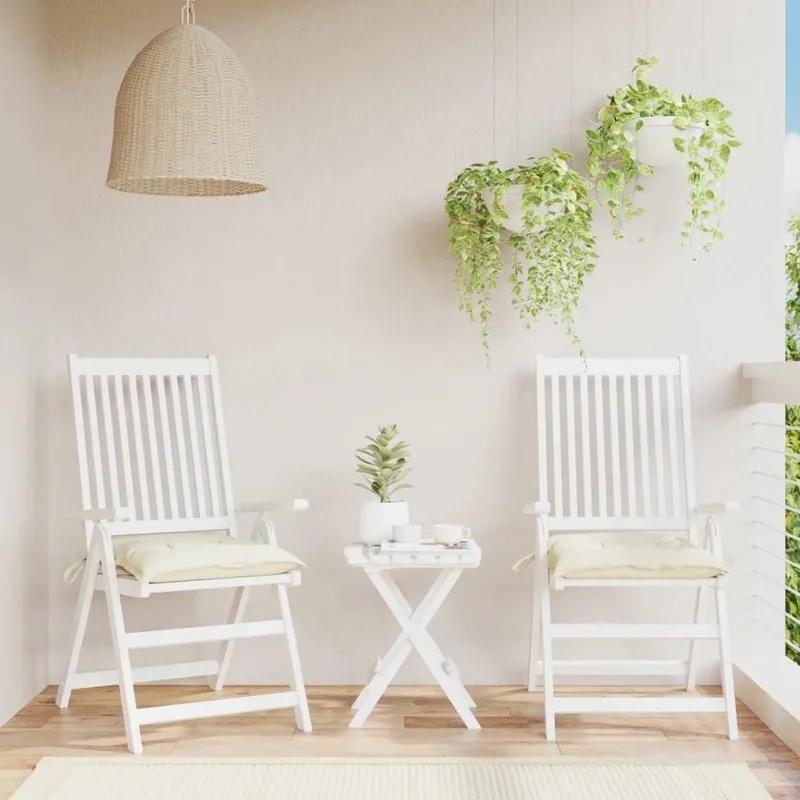 Coussins de chaise lot de 2 blanc crème 50x50x7 cm tissu oxford