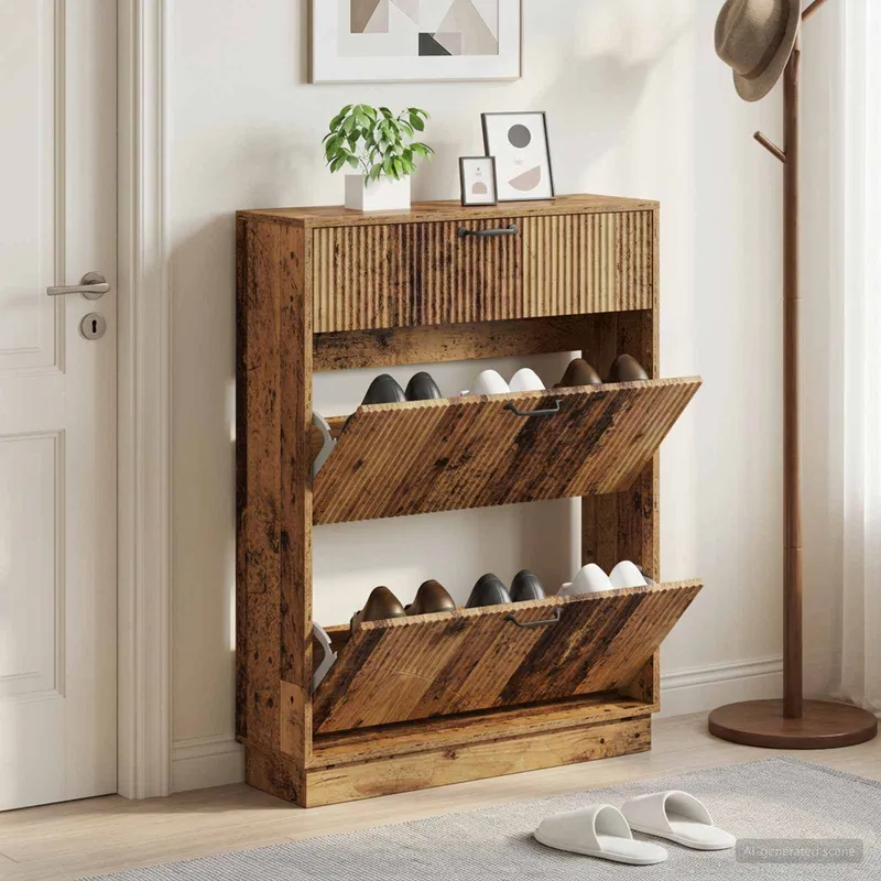Schuhschrank HOORN 78 x 24 x 100 cm derivato del legno Altholz