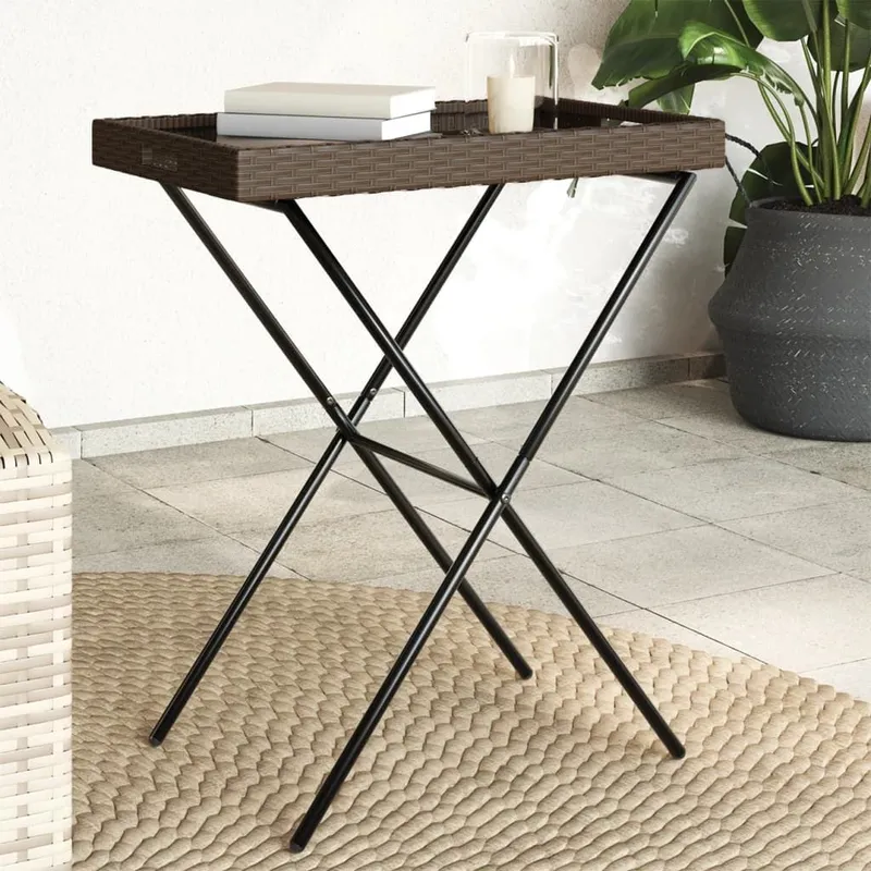 Tabletttisch Klappbar marrone 65x40x75 cm Poly Rattan