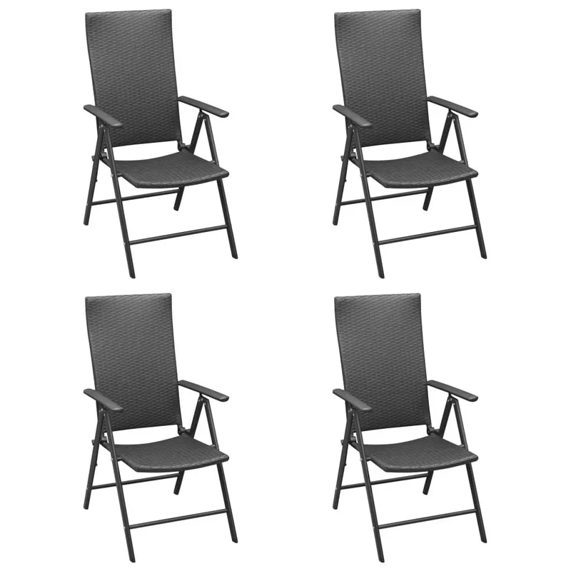 Klappstühle, 4 pezzi, Polyrattan, nero