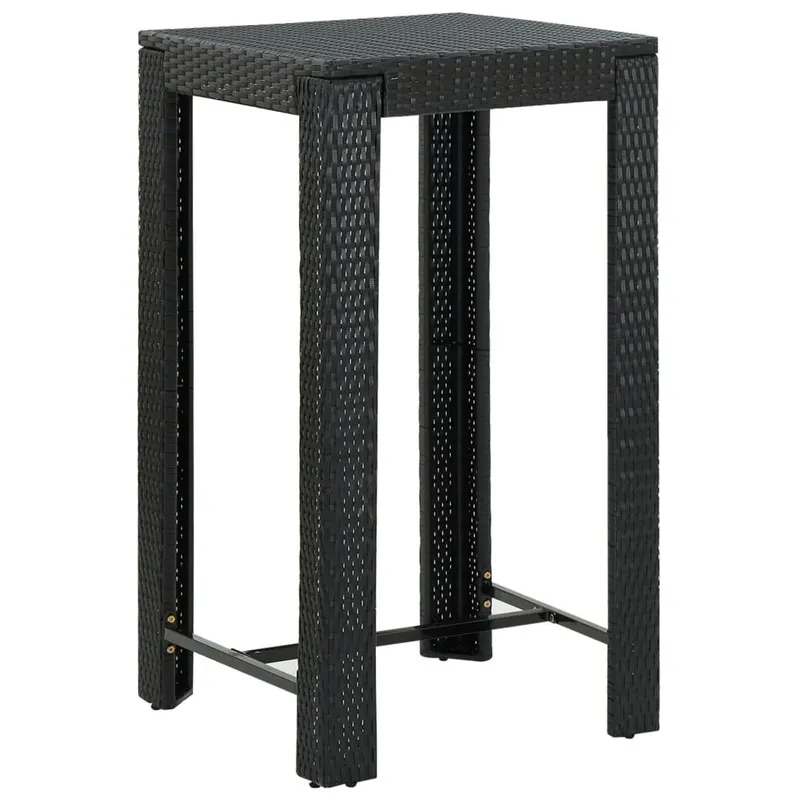 Garten-Bartisch Schwarz 60,5x60,5x110,5 cm Poly Rattan