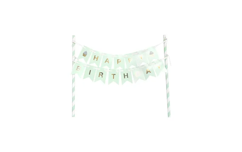 I AM CREATIVE Kuchen-Topper Birthday 1 pièces, Gold/Mint