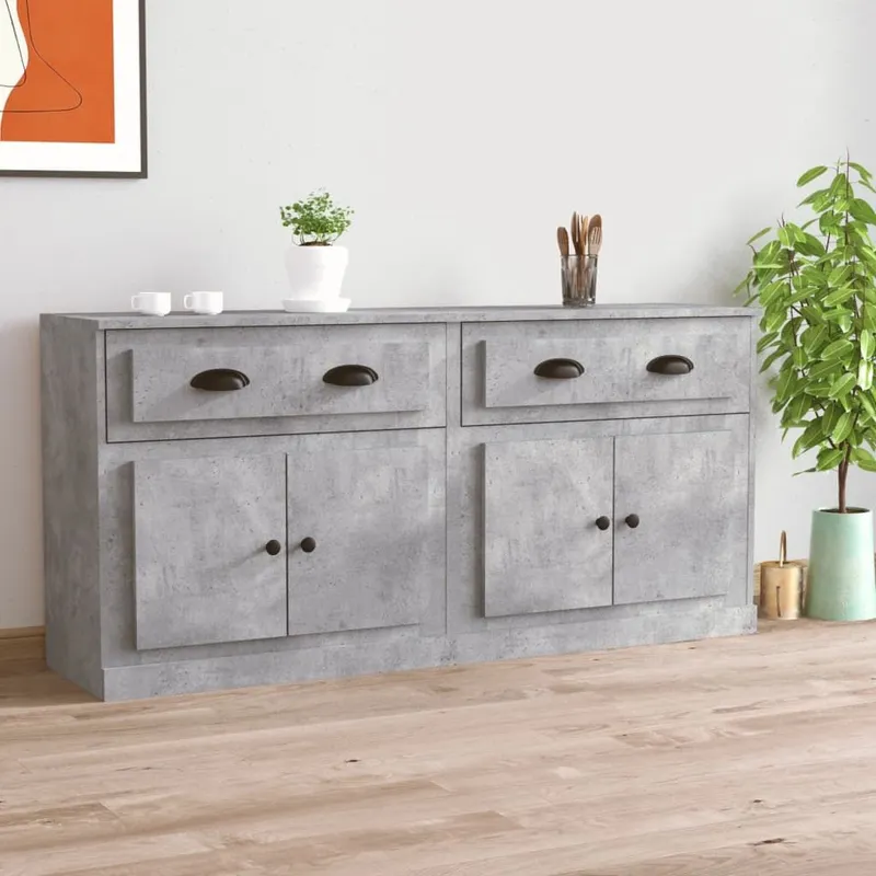 Sideboards 2 Stk. Betongrau derivato del legno