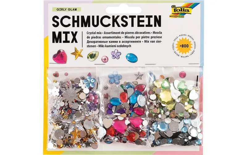 Folia Schmuckstein Mix GIRLY GLAM multicolour 800 pieces