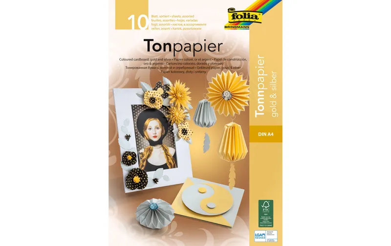 Folia Tonzeichenpapier A4 Silber/Gold