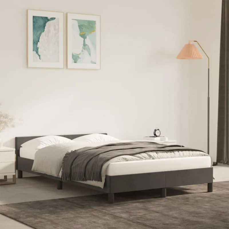 Bettgestell ohne Matratze Dunkelgrau 120x190 cm Samt