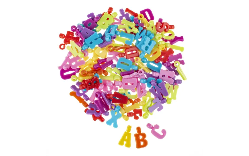Glorex Buchstabenperlen Kunsttissu, ca. 200 Stk, multicolore