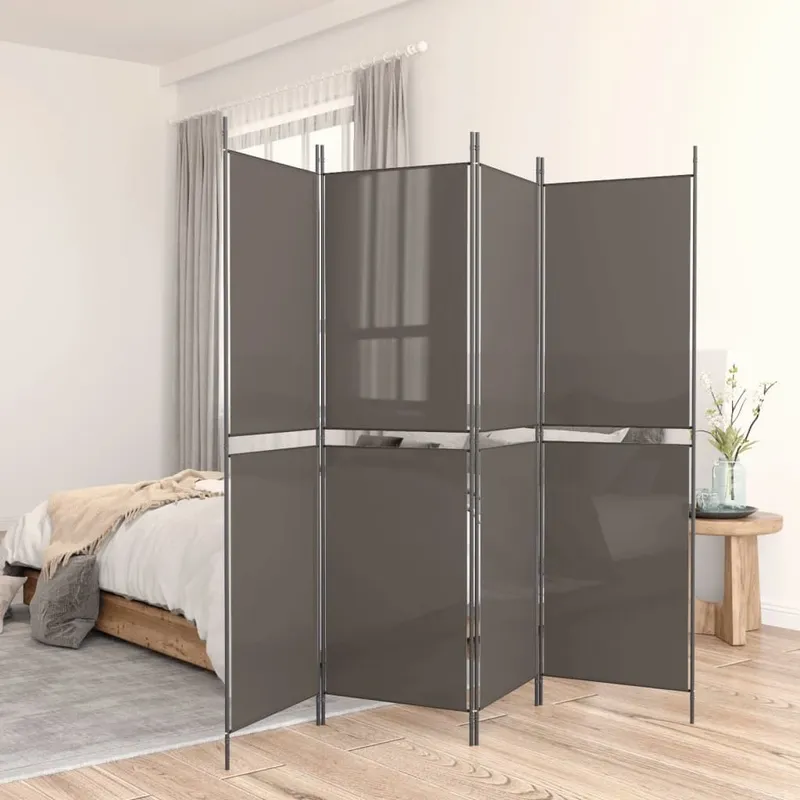 4-tlg. Paravent antracite 200x200 cm tessuto