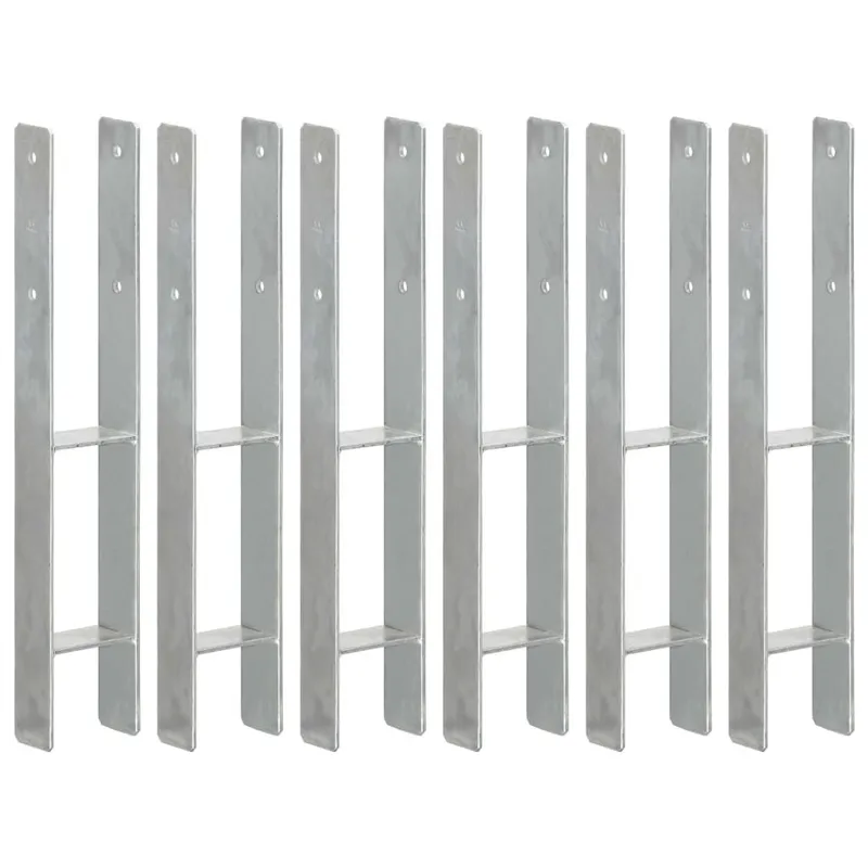 Pfostenträger 6 Stk. Silbern 9×6×60 cm Verzinkter Stahl
