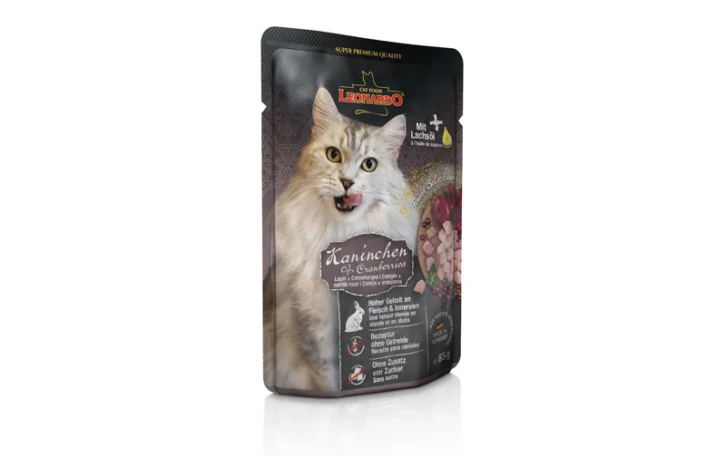 Leonardo Cat Food Nassfutter Kaninchen & Cranberries, 85 g