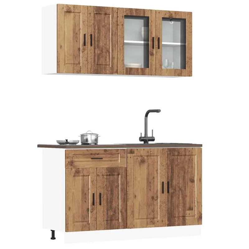 4-tlg. Küchenschrank-Set Porto Altholz-Optik derivato del legno