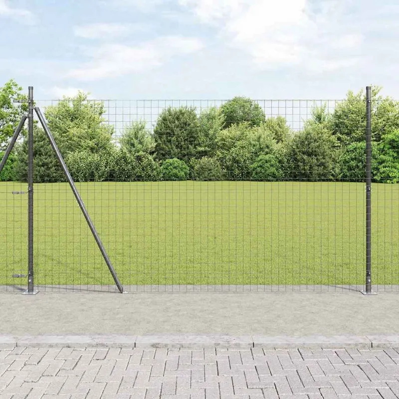 Poteau de clôture avec base en béton 26 pc Gris