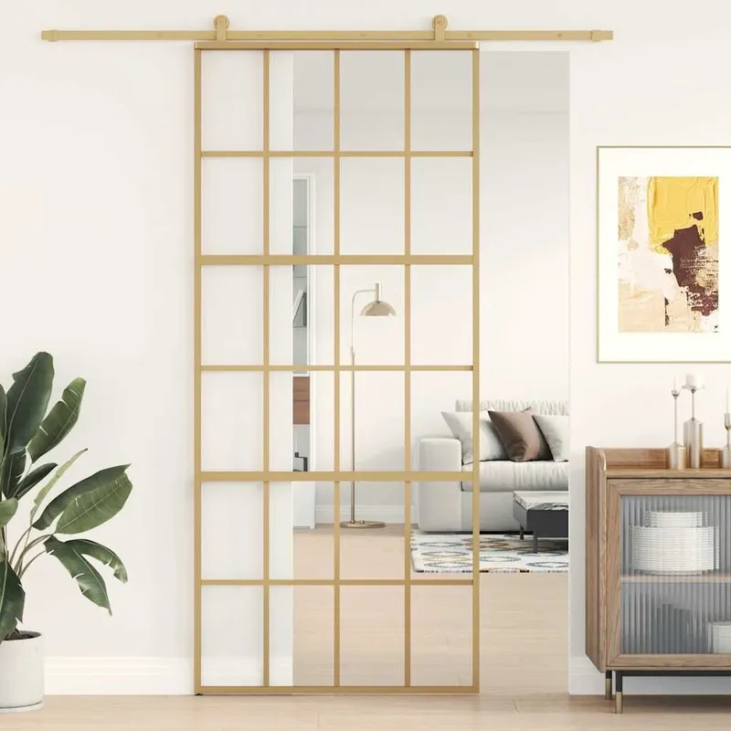 porta scorrevole Golden 90x205 cm ESG-Klarvetro e alluminio