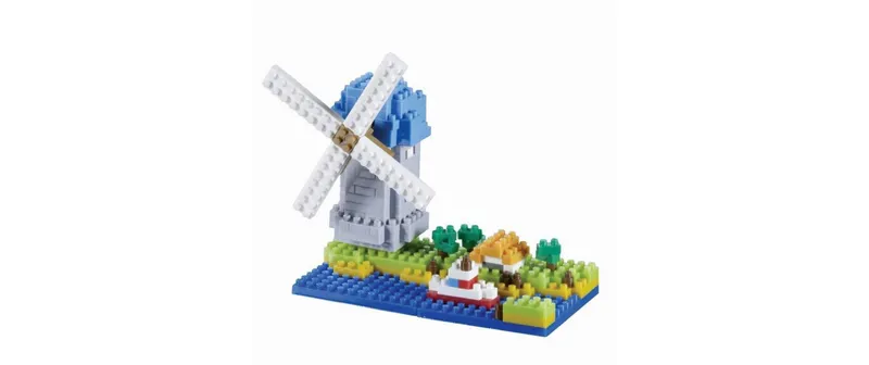 BRIXIES Bausteinmodell Windmühle aus 203 Bausteinen